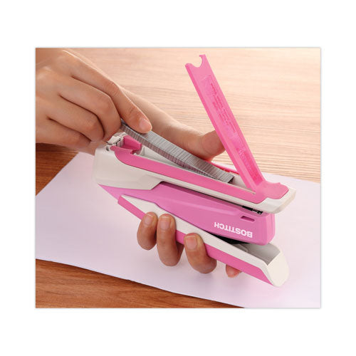 Incourage Spring-powered Desktop Stapler With Antimicrobial Protection, 20-sheet Capacity, Pink/gray.