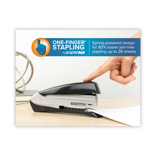Inspire Premium Spring-powered Full-strip Stapler, 20-sheet Capacity, Black/silver.