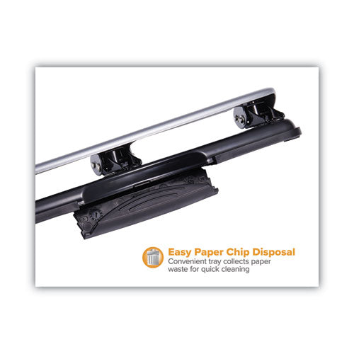 12-sheet Ez Squeeze Three-hole Punch, 9/32" Holes, Black/silver.