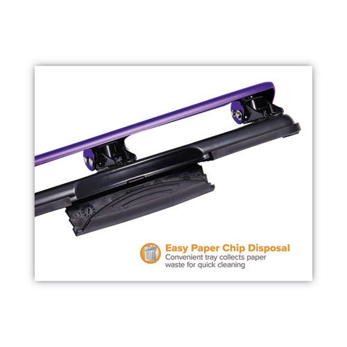 12-sheet Ez Squeeze Three-hole Punch, 9/32" Holes, Purple/black.