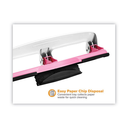 12-sheet Ez Squeeze Incourage Three-hole Punch, 9/32" Holes, Pink.