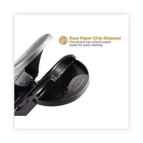 40-sheet Ez Squeeze Two-hole Punch, 9/32" Holes, Black/silver.