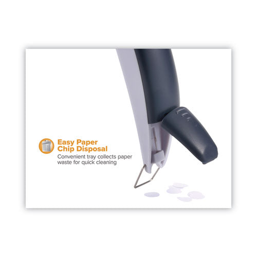 10-sheet Ez Squeeze One-hole Punch, 1/4" Hole, Gray.