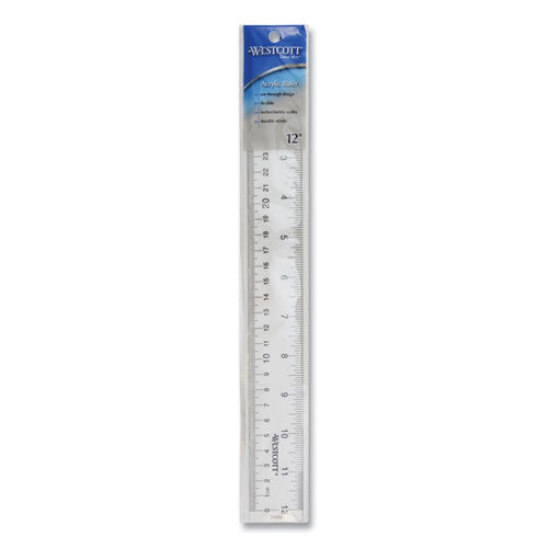 Clear Flexible Acrylic Ruler, Standard/metric, 12" Long, Clear.