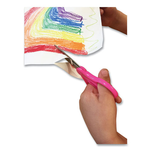 For Kids Scissors, Rounded Tip, 5" Long, 1.75" Cut Length, Straight Handle, Randomly Assorted Handle Color.