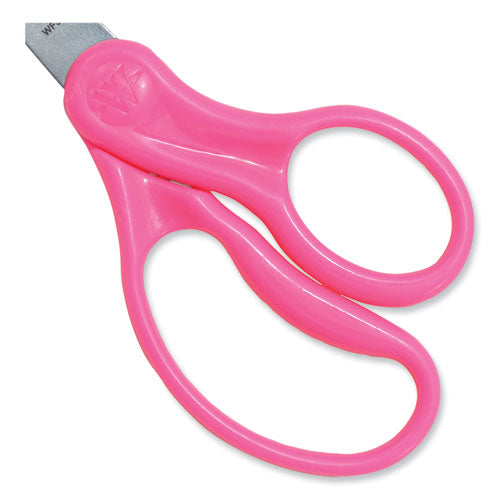 For Kids Scissors Teacher's Pack, Pointed Tip, 5" Long, 1.75" Cut Length, Straight Assorted Color Handles, 12/pack.