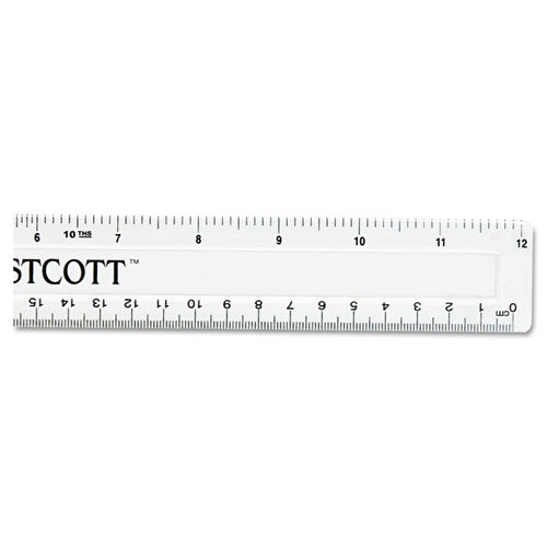 Non-shatter Flexible Ruler, Standard/metric, 12" Long, Plastic, Clear.