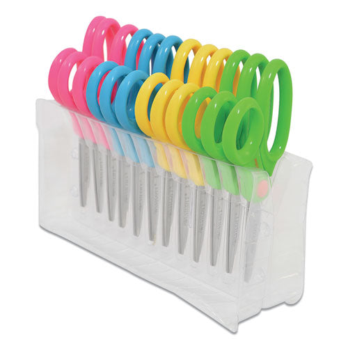 Kids' Scissors With Antimicrobial Protection, Rounded Tip,5" Long, 2" Cut Length, Straight Assorted Color Handles, 12/pack