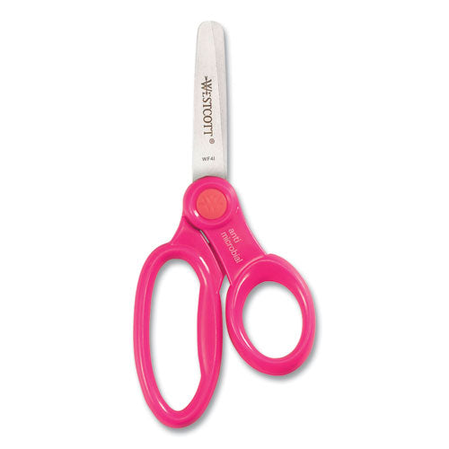 Kids' Scissors With Antimicrobial Protection, Rounded Tip,5" Long, 2" Cut Length, Straight Assorted Color Handles, 12/pack