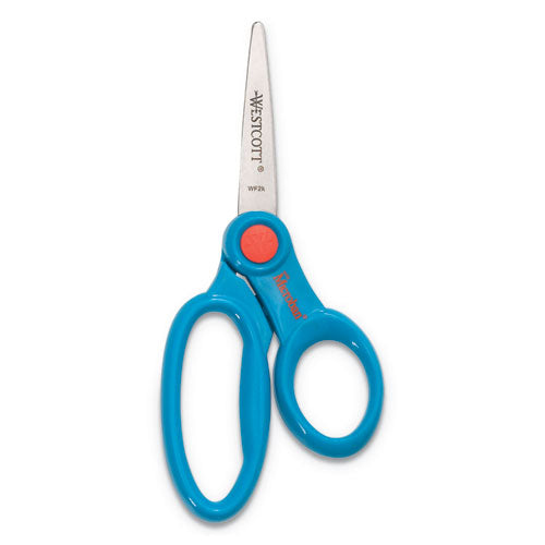 Kids' Scissors With Antimicrobial Protection, Pointed Tip, 5" Long, 2" Cut Length, Assorted Straight Handles, 12/pack