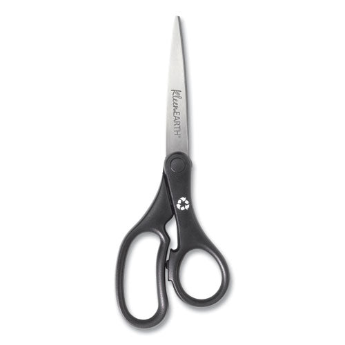 Kleenearth Basic Plastic Handle Scissors, 8" Long, 3.25" Cut Length, Straight Black Handle.