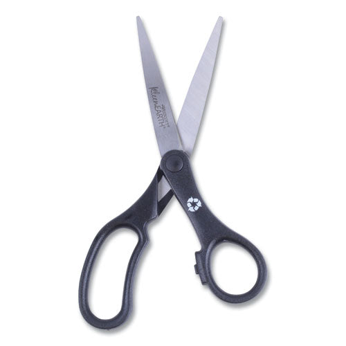 Kleenearth Basic Plastic Handle Scissors, 8" Long, 3.25" Cut Length, Straight Black Handle.
