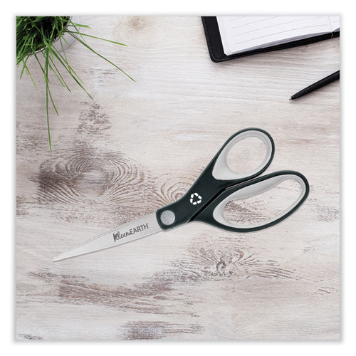 Kleenearth Soft Handle Scissors, 8" Long, 3.25" Cut Length, Straight Black/gray Handle.
