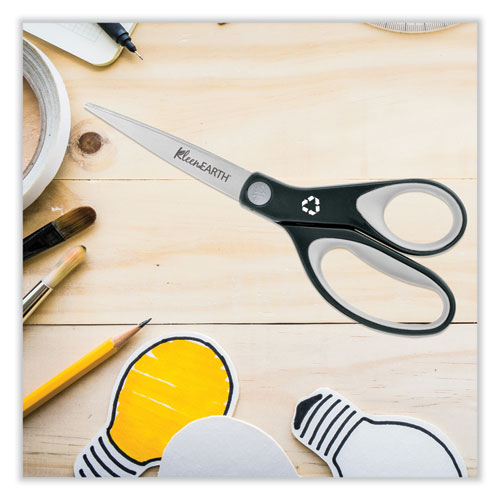 Kleenearth Soft Handle Scissors, 8" Long, 3.25" Cut Length, Straight Black/gray Handle.