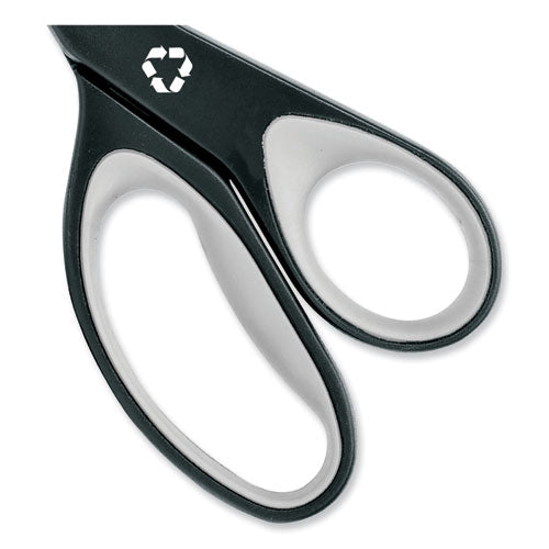 Kleenearth Soft Handle Scissors, 8" Long, 3.25" Cut Length, Straight Black/gray Handle.