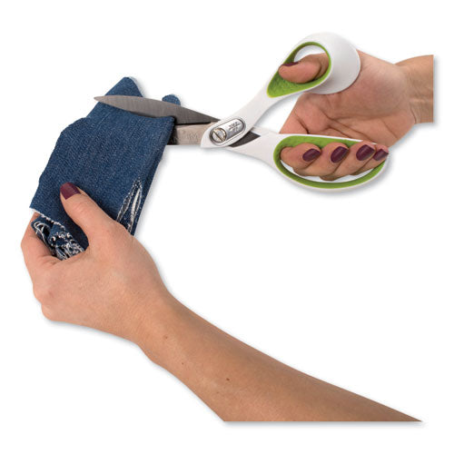 Carbotitanium Bonded Scissors, 9" Long, 4.5" Cut Length, Offset White/green Handle.