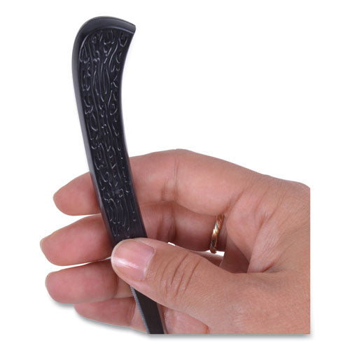 Serrated Blade Hand Letter Opener, 8", Black.