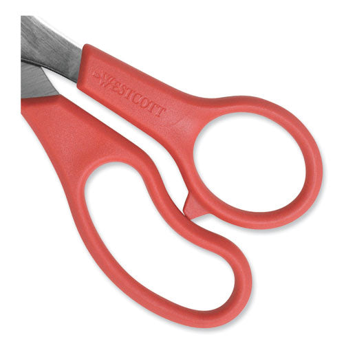 Value Line Stainless Steel Shears, 8" Long, 3.5" Cut Length, Offset Red Handle.
