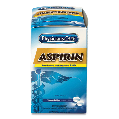 Aspirin Medication, Two-pack, 50 Packs/box
