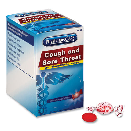 Cough And Sore Throat, Cherry Menthol Lozenges, Individually Wrapped, 50/box.
