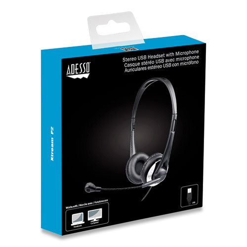 Xtream P2 Binaural Over The Head Headset With Microphone, Black.