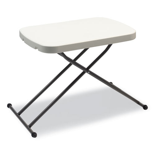 Height- adjustable Personal Folding Table, Rectangular, 25.6" X 17.7" X 19" To 28", White Top, Dark Gray Legs