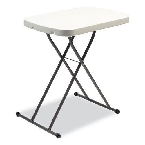 Height- adjustable Personal Folding Table, Rectangular, 25.6" X 17.7" X 19" To 28", White Top, Dark Gray Legs
