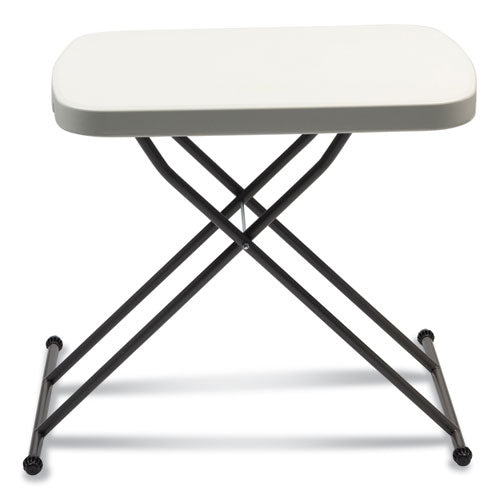 Height- adjustable Personal Folding Table, Rectangular, 25.6" X 17.7" X 19" To 28", White Top, Dark Gray Legs
