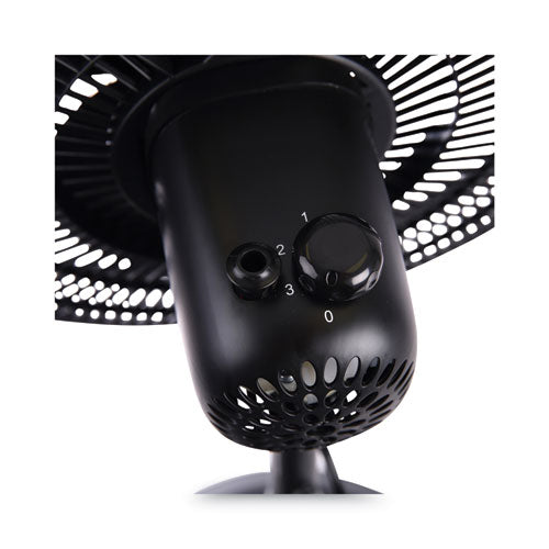 16" 3-speed Oscillating Pedestal Stand Fan, Metal, Plastic, Black.