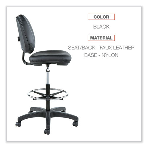 Alera Interval Series Swivel Task Stool, Supports Up To 275 Lb, 23.93" To 34.53" Seat Height, Black Faux Leather