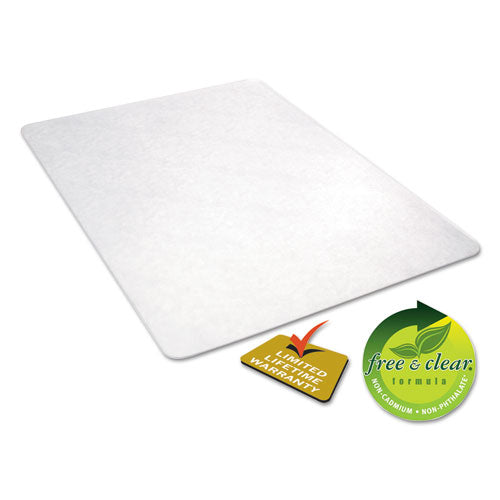 All Day Use Non-studded Chair Mat For Hard Floors, 46 X 60, Rectangular, Clear.