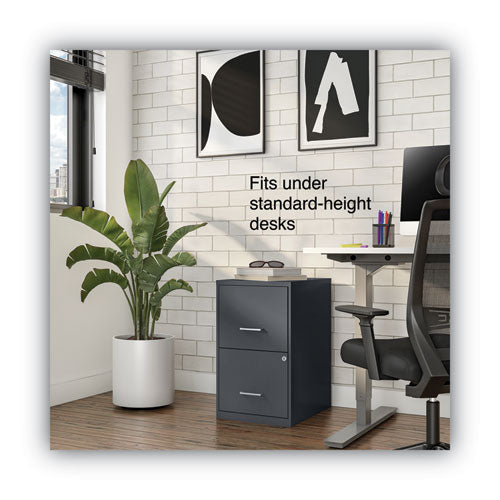 Soho Vertical File Cabinet, 2 Drawers: File/file, Letter, Charcoal, 14" X 18" X 24.1".