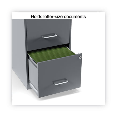 Soho Vertical File Cabinet, 2 Drawers: File/file, Letter, Charcoal, 14" X 18" X 24.1".