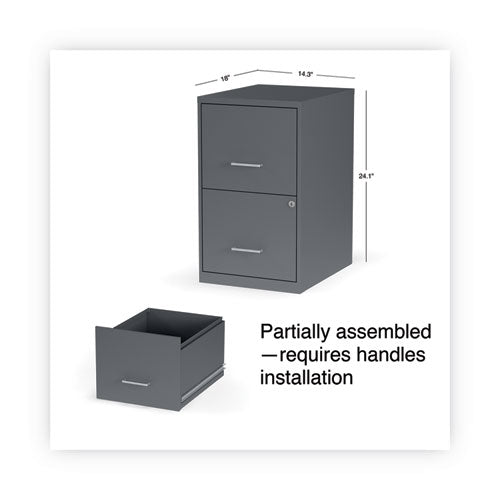 Soho Vertical File Cabinet, 2 Drawers: File/file, Letter, Charcoal, 14" X 18" X 24.1".