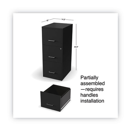 Soho Vertical File Cabinet, 3 Drawers: File/file/file, Letter, Black, 14" X 18" X 34.9".