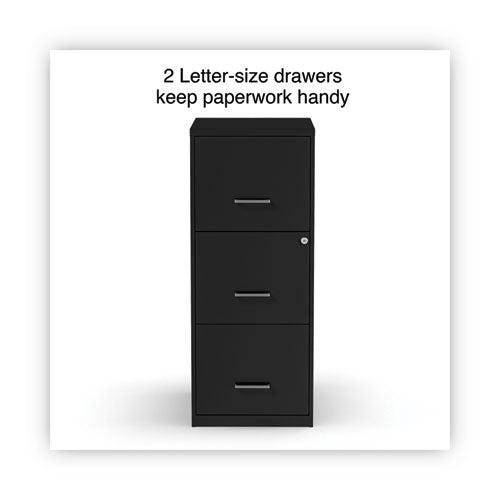 Soho Vertical File Cabinet, 3 Drawers: File/file/file, Letter, Black, 14" X 18" X 34.9".