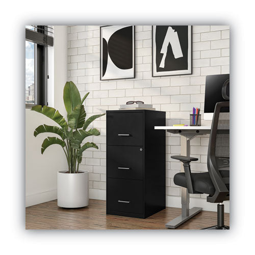 Soho Vertical File Cabinet, 3 Drawers: File/file/file, Letter, Black, 14" X 18" X 34.9".