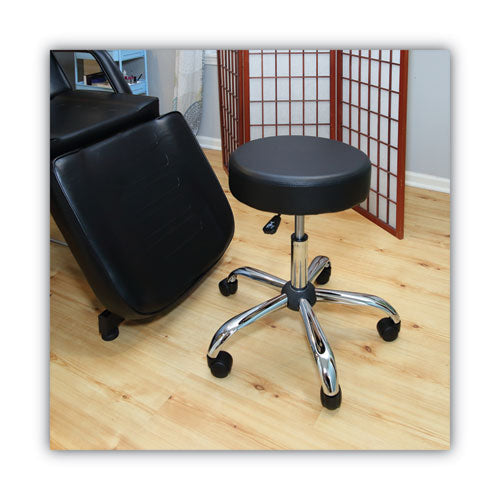 Height Adjustable Lab Stool, Backless, Supports Up To 275 Lb,19.69" To 24.80" Seat Height, Black Seat, Chrome Base