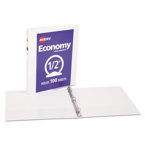 Economy View Binder With Round Rings , 3 Rings, 0.5" Capacity, 11 X 8.5, White, (5706).