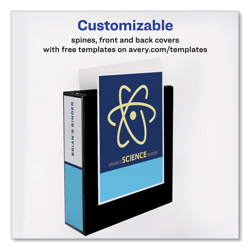 Economy View Binder With Round Rings , 3 Rings, 3" Capacity, 11 X 8.5, Black, (5740).