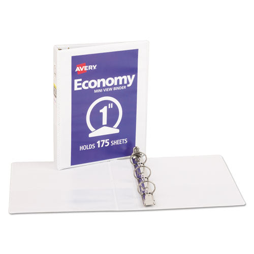 Economy View Binder With Round Rings, 3 Rings, 1" Capacity, 8.5 X 5.5, White, (5806)