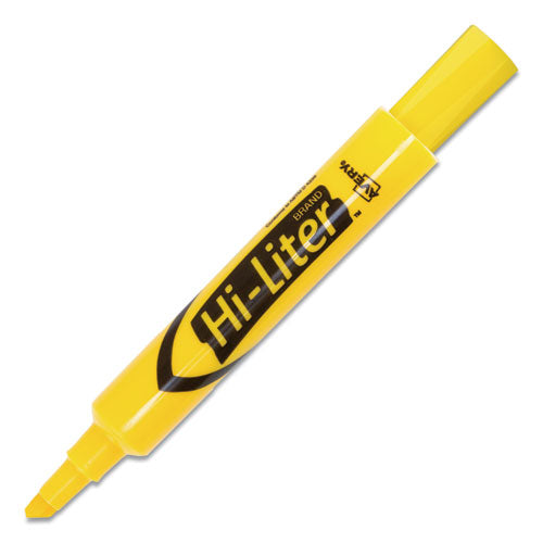 Hi-liter Desk-style Highlighters, Yellow Ink,Chisel Tip, Yellow/black Barrel, Dozen