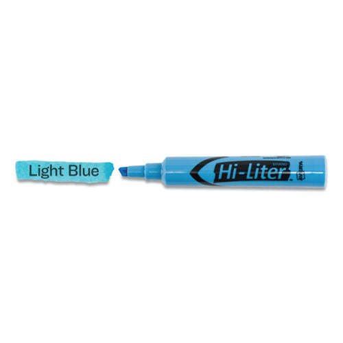 Hi-liter Desk-style Highlighters, Light Blue Ink, Chisel Tip, Light Blue/black Barrel, Dozen.