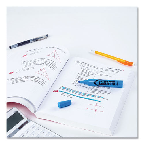 Hi-liter Desk-style Highlighters, Light Blue Ink, Chisel Tip, Light Blue/black Barrel, Dozen.