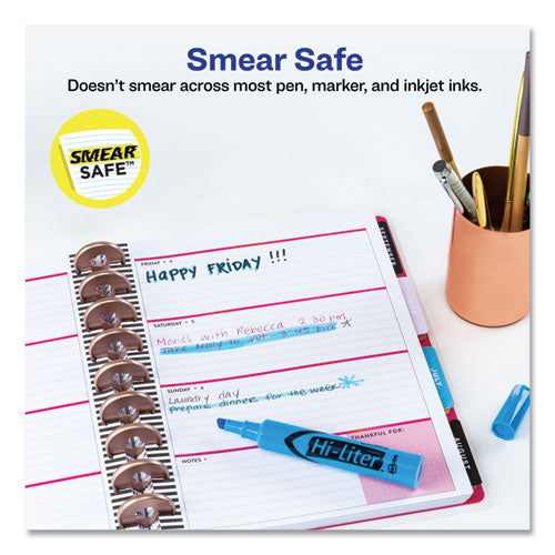 Hi-liter Desk-style Highlighters, Light Blue Ink, Chisel Tip, Light Blue/black Barrel, Dozen.