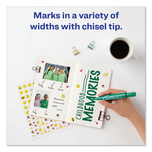 Marks A Lot Regular Desk-style Permanent Marker, Broad Chisel Tip, Green, Dozen (7885).