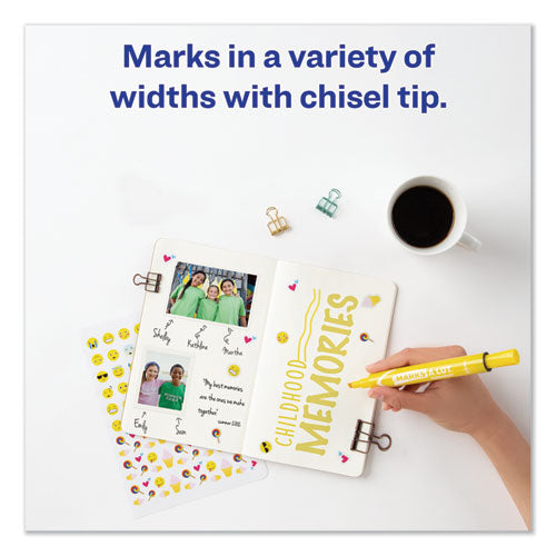 Marks A Lot Large Desk-style Permanent Marker, Broad Chisel Tip, Yellow, Dozen (8882).