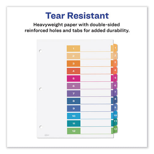 Customizable Table Of Contents Ready Index Dividers With Multicolor Tabs, 12-tab, 1 To 12, 11 X 8.5, White, 3 Sets.