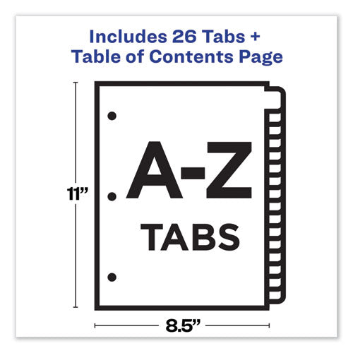 Customizable Table Of Contents Ready Index Dividers With Multicolor Tabs, 26-tab, A To Z, 11 X 8.5, White, 1 Set.