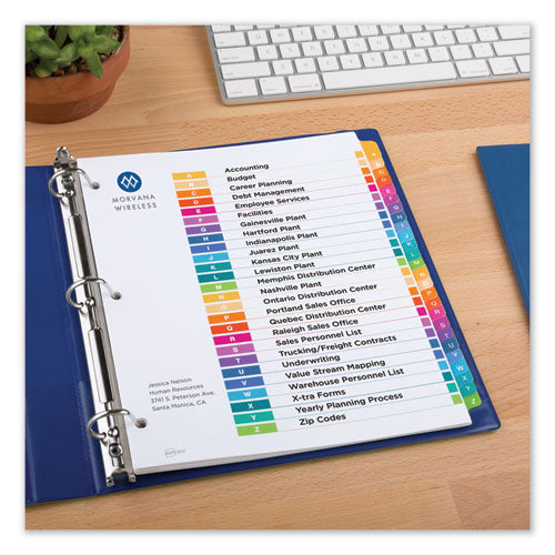 Customizable Table Of Contents Ready Index Dividers With Multicolor Tabs, 26-tab, A To Z, 11 X 8.5, White, 1 Set.
